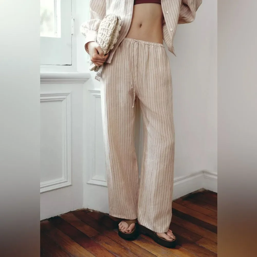 ZARA 100% LINEN PANTS ZW COLLECTION